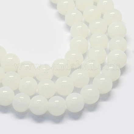 Backen gemalt Nachahmung Jade Glas runden Perle Stränge X-DGLA-Q021-12mm-01-1