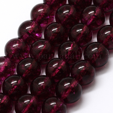 Chapelets de perles de quartz craquelées naturelles rondes et teintées G-K084-8mm-02B-1