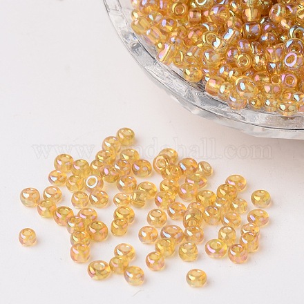 Perles de rocaille de couleur d'arc-en -ciel en verre transparent X-SEED-A007-3mm-162-1