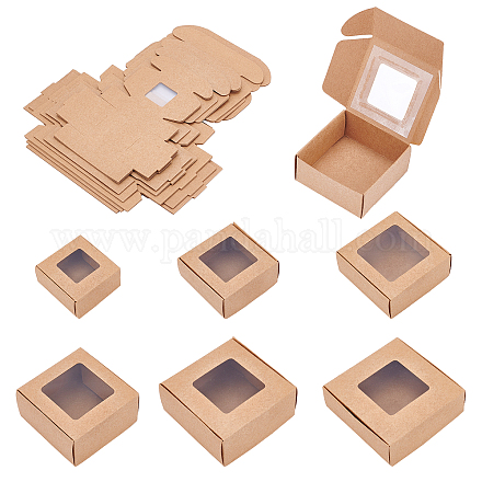 BENECREAT 24Pcs 6 Styles Paper with PVC Candy Boxes CON-BC0002-14A-1