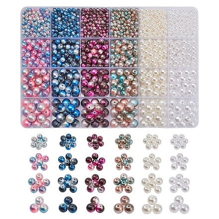 2148pcs 24 cuentas de perlas de imitación de plástico abs de estilo OACR-YW0001-25B-1