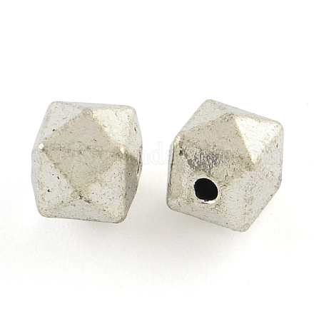 Tibetan Style Faceted Cube Alloy Beads TIBEB-Q059-047-1