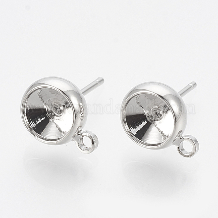 Brass Stud Earring Settings X-KK-Q750-070D-P-1