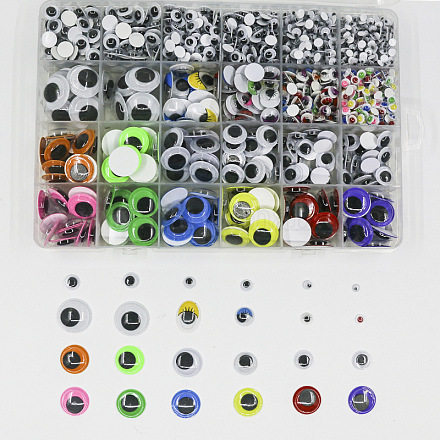 PandaHall Elite 1Box Craft Plastic Wiggle Googly Eyes Cabochons Set DOLL-PH0001-06-1