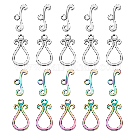 SUNNYCLUE 1 Box 10 Sets Toggle Clasps Toggle Jewelry Clasps Teardrop 304 Stainless Steel Toggle Clasp T-Bar Connectors OT Clasps for Jewelry Making Women Adults DIY Necklace Bracelet Crafts Supplies STAS-SC0004-23-1