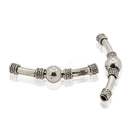 Tibetan Style Alloy Curving Tube Beads PALLOY-J154-45AS-1