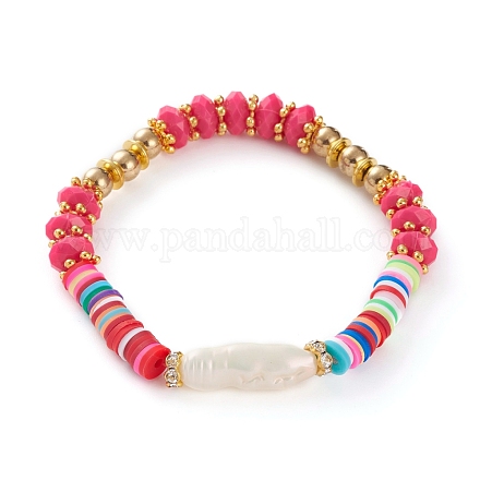 Arc-en-ciel polymère argile perles heishi bracelets extensibles BJEW-JB05865-01-1