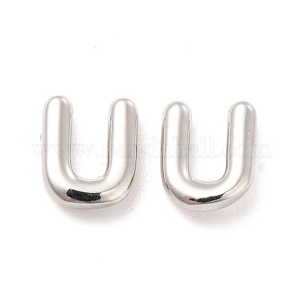 Серьги-гвоздики из латуни с полыми буквами для женщин EJEW-A044-01P-U-1