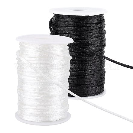 Pandahall Elite 2 рулон 2 цвета плетеных шнуров из полиэстера WCOR-PH0001-01-1