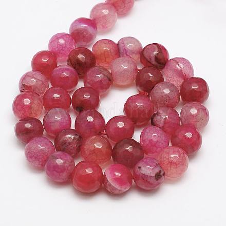Dyed Natural Agate Faceted Round Beads Strands G-E268-01-1