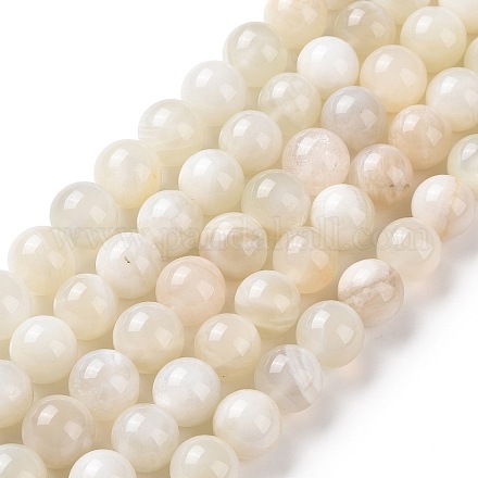 Naturelles perles pierre de lune blanc brins G-F674-08-10mm-01-1