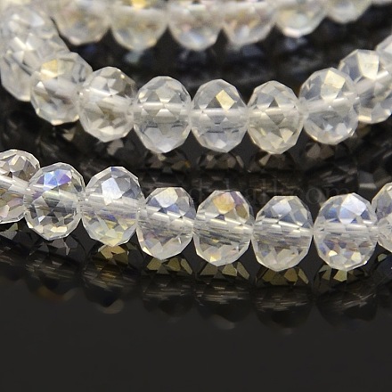 AB Color Plated Faceted Rondelle Electroplate Glass Beads Strands GLAA-A024D-AB01-1