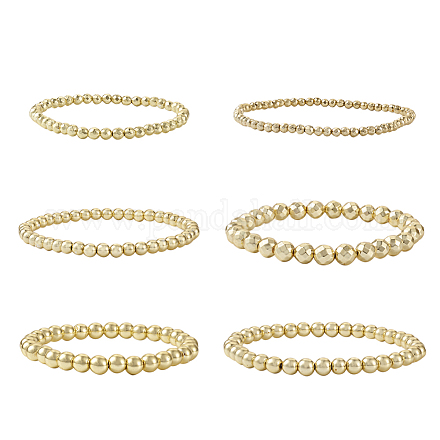 Set di braccialetti elastici con perline rotondi in ematite naturale spritewelry 6 pz 6 BJEW-SW0001-01-1