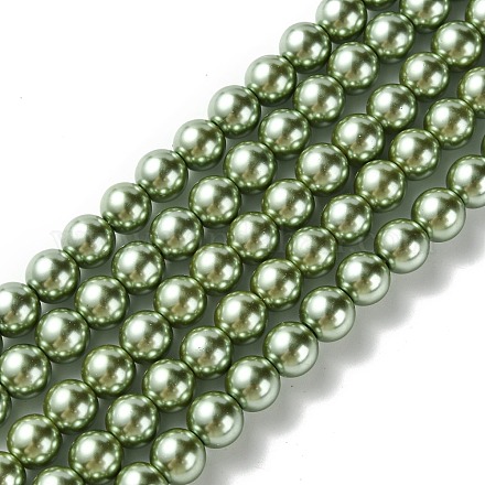 Eco-Friendly Glass Pearl Beads Strands HY-A008-8mm-RB115-1