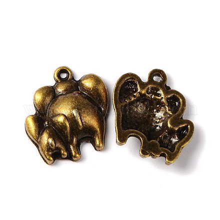 Cadmium Free & Nickel Free & Lead Free Antique Bronze Tibetan Style Elephant Pendants X-TIBEP-3615-AB-NR-1