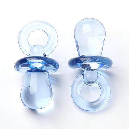 透明なアクリルパーツ  ダミーのおしゃぶりのチャーム  LT.BLUE  約31mm長  15 mm幅  穴：5~7mm  約235個/500g PAB1465Y-12-1