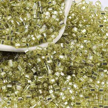 ガラスシードビーズ  銀並ぶ  正方形  黄緑  3~3.5x2.5~3x2.5~3mm  穴：1mm  約10714個/ポンド SEED-M011-01B-09-1
