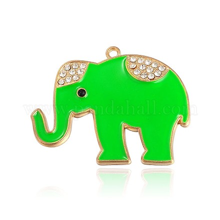 Or ton alliage émail éléphant animal gros pendentifs ENAM-J079-02G-1