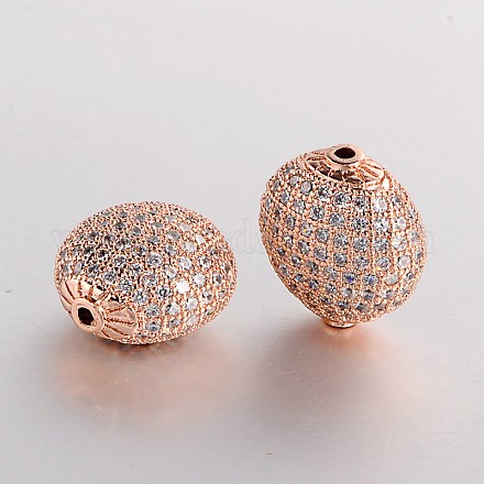 Perles plates et plates en laiton avec zircone cubique de micro pave ZIRC-J004-15RG-1