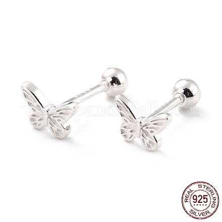 Серьги-гвоздики из стерлингового серебра с бабочкой 925 для девушек и женщин EJEW-I259-02S-1