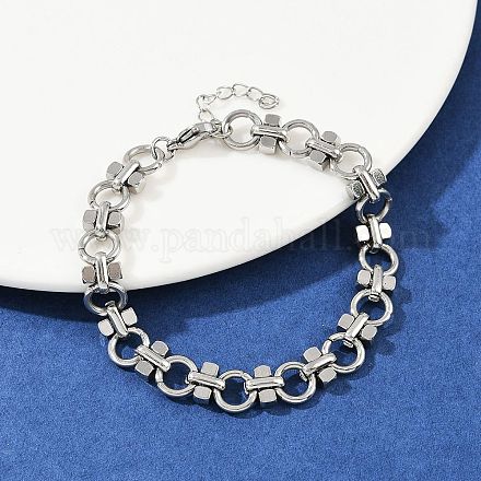 Браслеты из звеньевой цепи из нержавеющей стали 304 BJEW-H207-01A-P-1