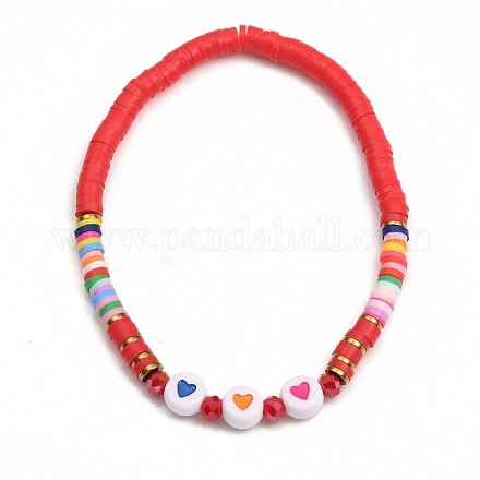 Handmade Polymer Clay Heishi Beads Stretch Bracelets BJEW-JB05307-04-1