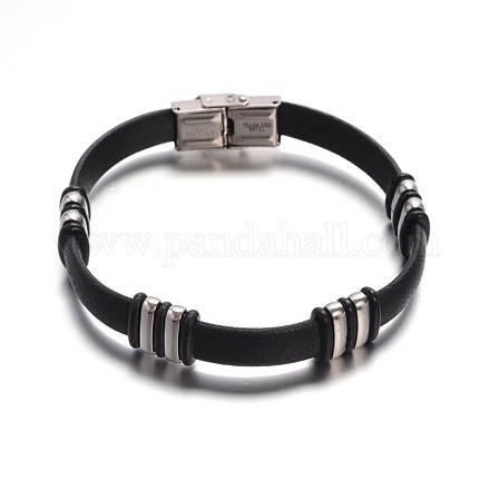 Joyas de color negro PU pulseras de cordón de cuero BJEW-G467-16-1