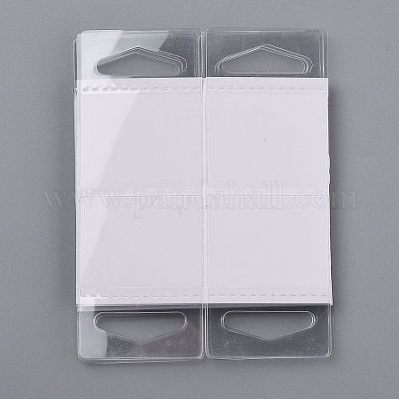 透明なPVC自己接着ハングタブ  折り畳み式のユーロスロット穴付き  店舗小売表示タブ用  透明  5x3.8x0.05cm CDIS-Z001-01A-1
