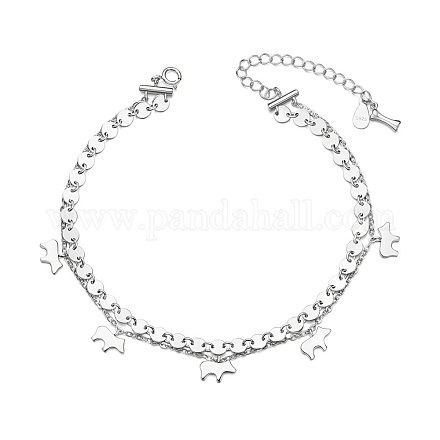 Bracelet de cheville à breloques chiot à plusieurs brins en argent sterling Shegrace 925 JA80A-1