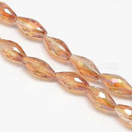 Electroplate Crystal Glass Rice Beads Strands EGLA-F043-A01-1