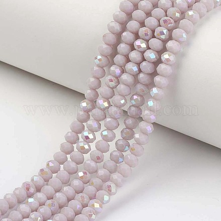 Electroplate Opaque Solid Color Glass Beads Strands EGLA-A034-P4mm-L08-1