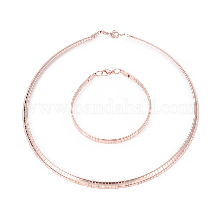 Placage ionique (ip) 304 ensembles de colliers et bracelets en chaîne en acier inoxydable SJEW-E334-01A-RG-1