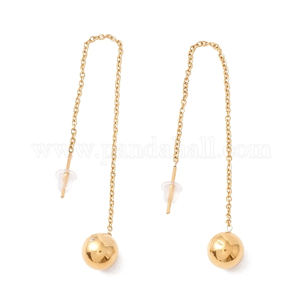 Long Chain with Round Ball Dangle Stud Earrings EJEW-A067-13G-1
