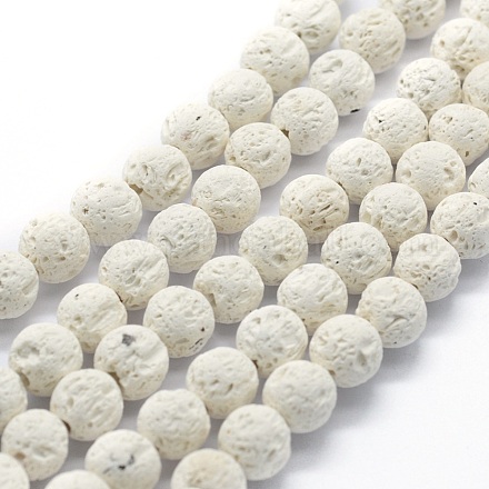 Fili di perle rotonde di roccia lavica naturale G-E508-04-8mm-1