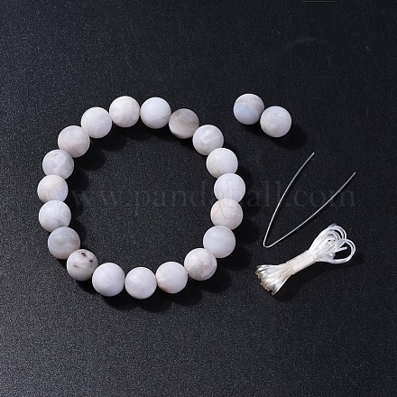 Bracelets extensibles de perles en agate naturelle BJEW-JB04173-15-1