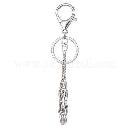 304 Stainless Steel Braided Macrame Pouch Empty Stone Holder for Keychain KEYC-JKC00530-02-1