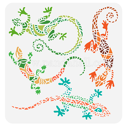 FINGERINSPIRE Geckos Stencil 11.8x11.8 inch Lizards Stencils Template Plastic Aztec Lizard Pattern Painting Stencil Large Reusable Lizard Stencils for DIY Painting Wall Furniture Crafts Decor DIY-WH0383-0091-1