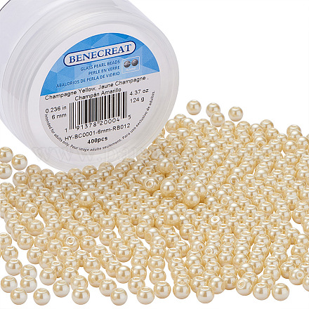 Perle tonde di perle di vetro tinte ecologiche HY-BC0001-6mm-RB012-1