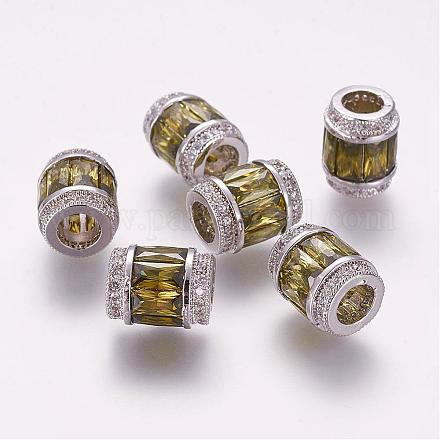 Perles européennes en laiton avec zircone cubique de micro pave ZIRC-G091-28P-02-1