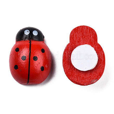 Dyed Beetle Wood Cabochons with Label Paster on Back WOOD-R255-04-1
