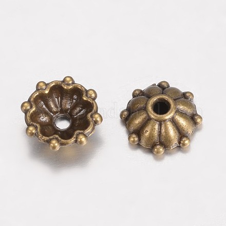Ausgefallene Perlenkappen aus Legierung im tibetischen Stil X-PALLOY-D348-09AB-1