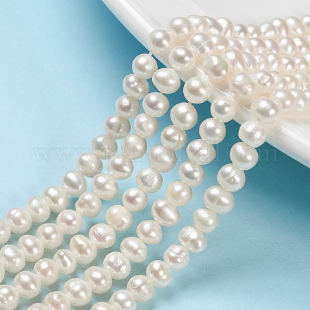 Hebras de perlas de perlas de agua dulce cultivadas naturales de papa X-PEAR-E007-4-5mm-1