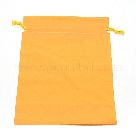 長方形のプラスチック製のつや消し巾着ギフトバッグ  コットンコード付き  日用品保管用  ゴールド  28.5x20.8x0.15cm ABAG-TAC0005-01F-1