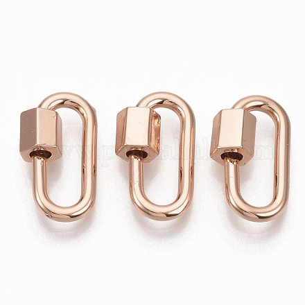 真鍮製ネジカラビナロックチャーム  ネックレス作り用  オーバル  ローズゴールド  20x11.5x2mm  ネジ:6.5x6.5mm KK-T047-08RG-1