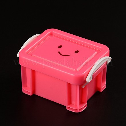 Cuboid with Smile Face Shaped PVC Sundries Boxes Bead Storage Containers CON-L001-07-1