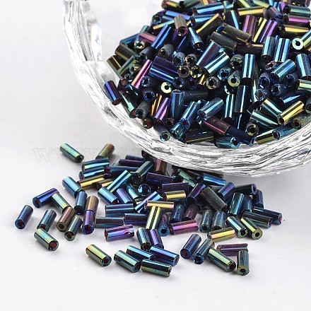 Rocailles tubes avec iris trou rond en verre SEED-I001-605-1
