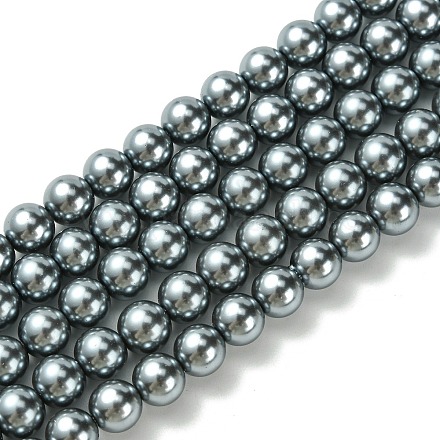 Hebras redondas de perlas de vidrio teñido ecológico HY-A002-8mm-RB077-1
