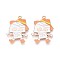 Halloween Theme Alloy Enamel Pendants, Golden, Skull, 34x23x1mm, Hole: 1.8mm