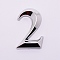 Plastic & PVC Number Sign Labels, Silver, Num.2, 2: 49.5x31x8mm