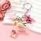 Resin & Acrylic & Faux Suede Tassel Keychain, with Alloy Clasp and Iron Rings, Letter F, 10cm